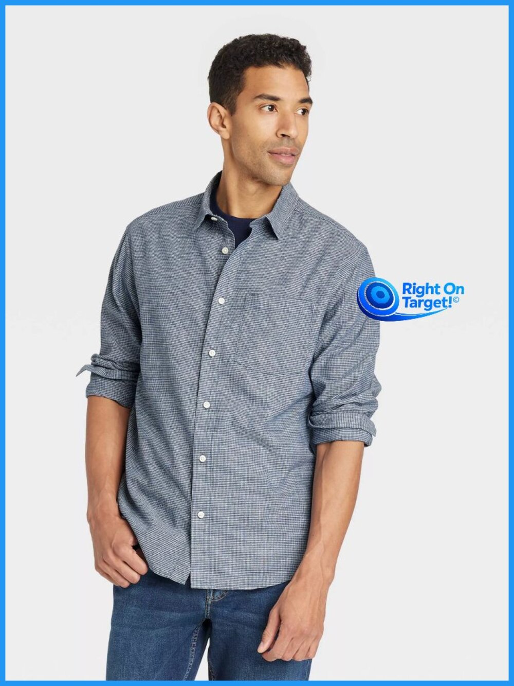 Medium - Mens Long Sleeve Collared ButtonDown Shirt - Goodfellow Co - Navy Blue